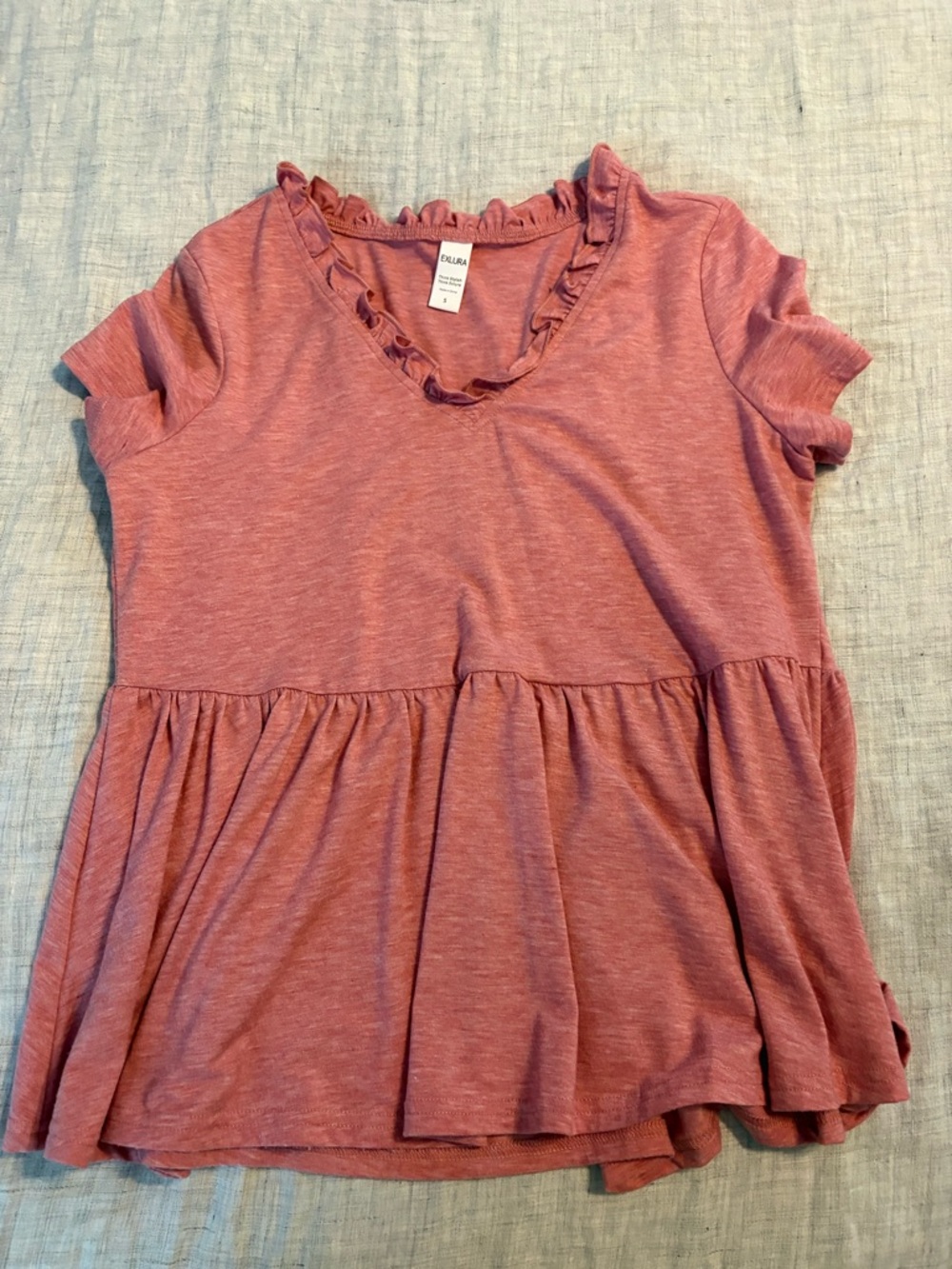 Amazon Women’s Pink Ruffled V-Neck Peplum Top